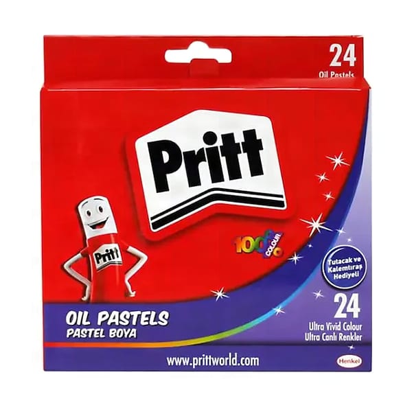 Pritt Pastel karton kutulu yirmi dört renkli setin tek kare içinde duruşu