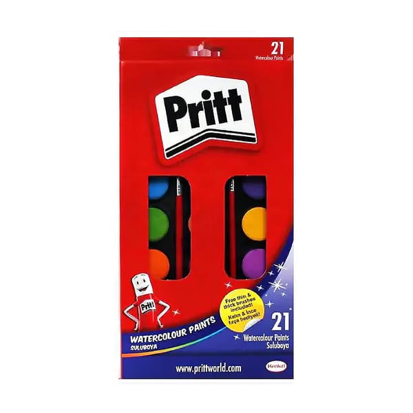 Pritt Suluboya yirmi bir renkli büyük tabletli setin yandan bakışla duruşu