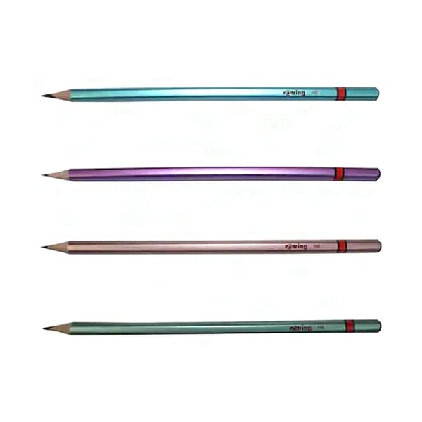 Rotring metalik kaplamalı kurşun kalemlerin düz zemin üzerinde duruşu