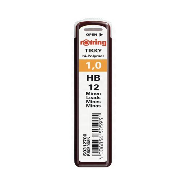 Rotring Min 1.0 ve 0.9 Hi-Polymer kalın min tüpü görünümü, ürün görünümü