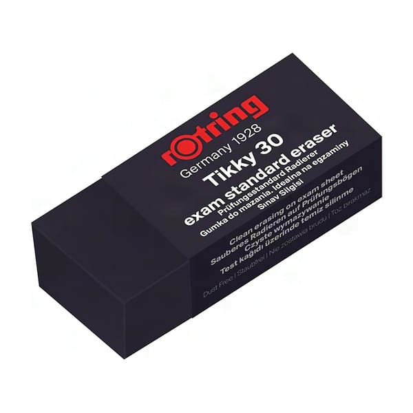 Rotring Sınav Silgisi Tikky siyah gövdeli silgi görünümü, ürün görünümü