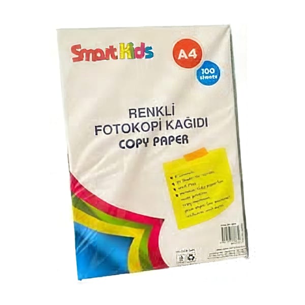 Smartkids renkli fotokopi kağıtlarının paket yandan bakışla duruşu