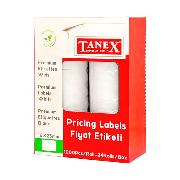 Tanex Fiyat tanex çizgisiz beyaz etiketin düz yüzey görünümü düz zemin üzerinde