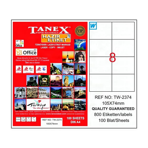 Tanex Lazer tanex orta ebat lazer etiket tabakasının yerleşimi yakın çekimde