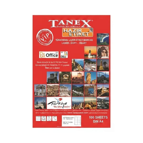Tanex TW-2160 tanex lazer etiket tabakasının düz yüzeyi ve etiket dizilişi