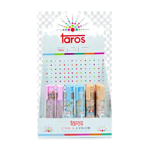 Taros Unick Color figürlü basmalı silginin gövde tek kare içinde duruşu