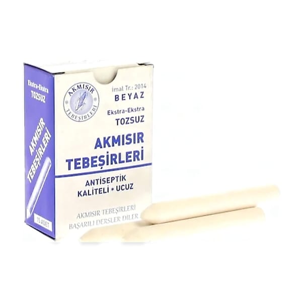 Tebeşir beyaz tozsuz tebeşirlerin on beşli paket düz zemin üzerinde duruşu