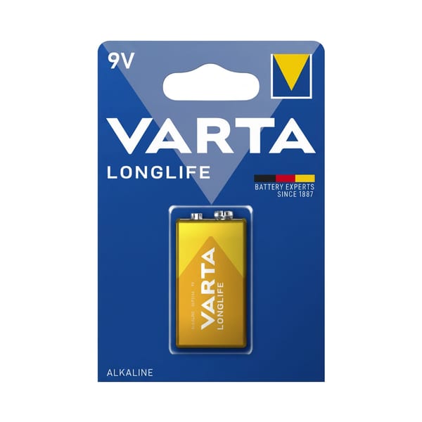 Varta Alkalin dokuz voltluk pilin klipsli uç yandan bakışla duruşu